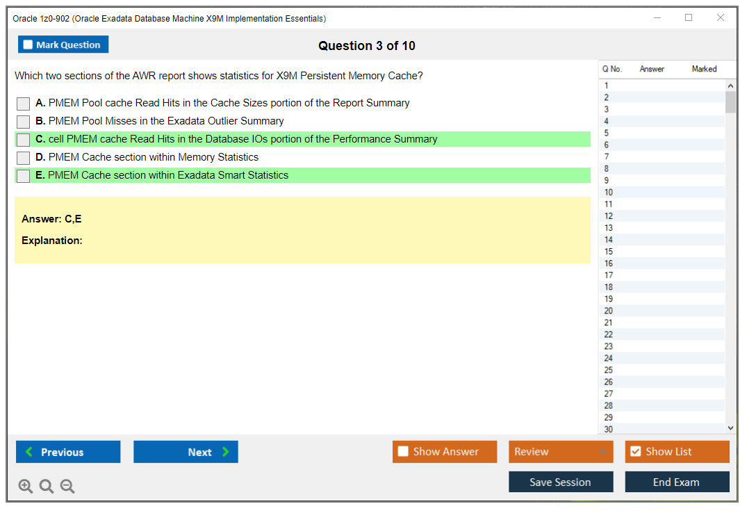 Oracle 1z0-902 (Oracle Exadata Database Machine X9M Implementation Essentials) Simulateur d'examen Moteur de test Dumps d'examen 3