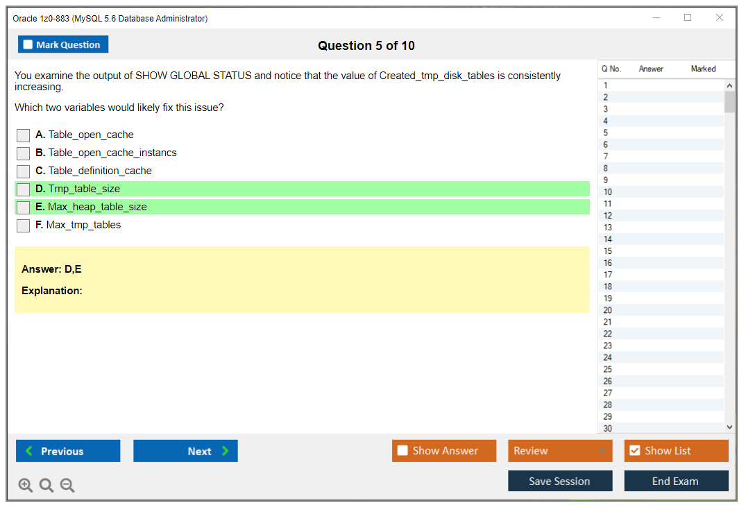 Oracle 1z0-883 (MySQL 5.6 Database Administrator) Prüfungs-Simulator Test Engine Prüfungs-Dumps 5