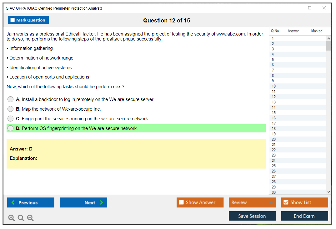 GIAC GPPA (GIAC Certified Perimeter Protection Analyst) Exam Simulator Test Engine Practice Exam 12