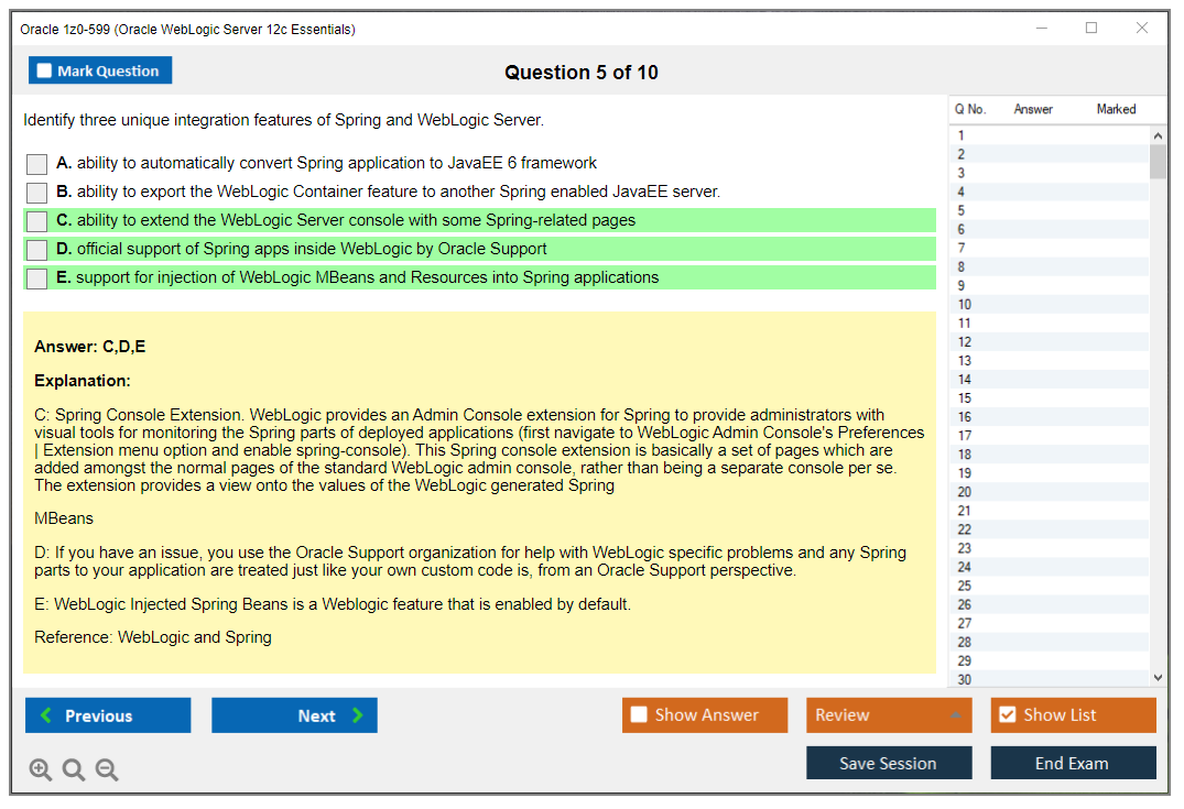 Oracle 1z0-599 (Oracle WebLogic Server 12c Essentials) Prüfungs-Simulator Test Engine Prüfungs-Dumps 5