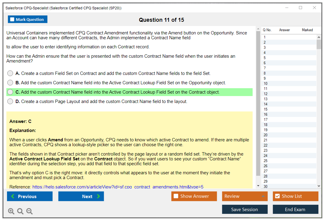 Salesforce CPQ-Specialist (Salesforce Certified CPQ Specialist) Симулятор экзамена Тестовый движок Экзаменационные дампы 11