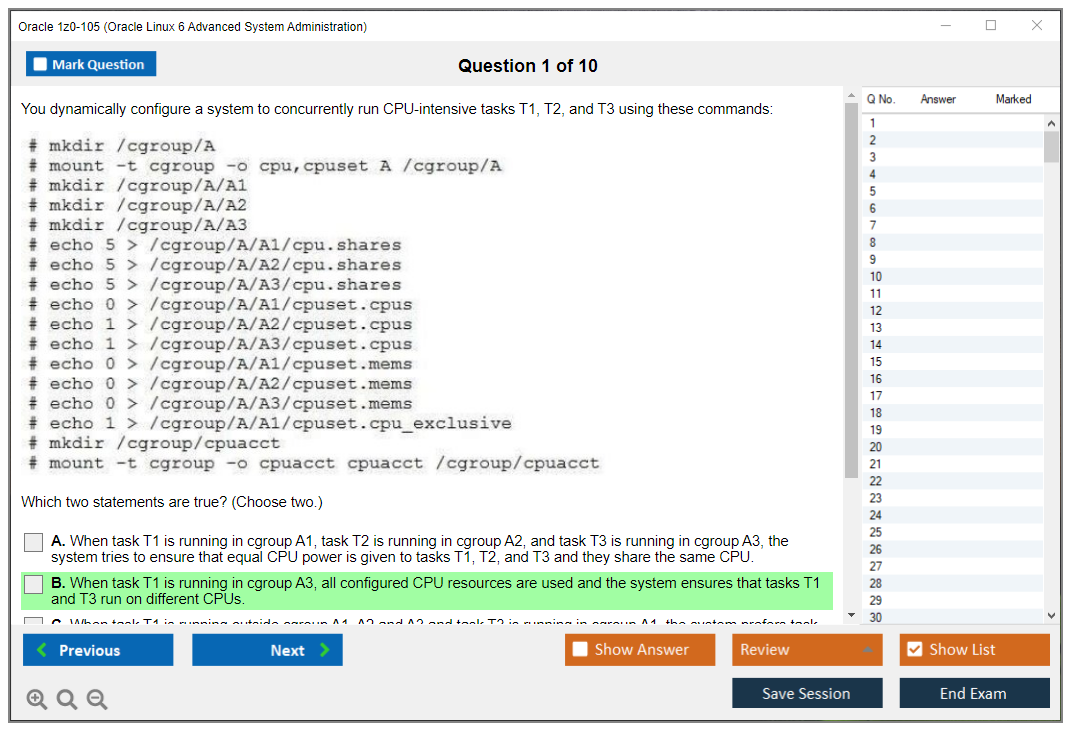 Oracle 1z0-105 (Oracle Linux 6 Advanced System Administration) Exam Simulator Test Engine Practice Exam 1