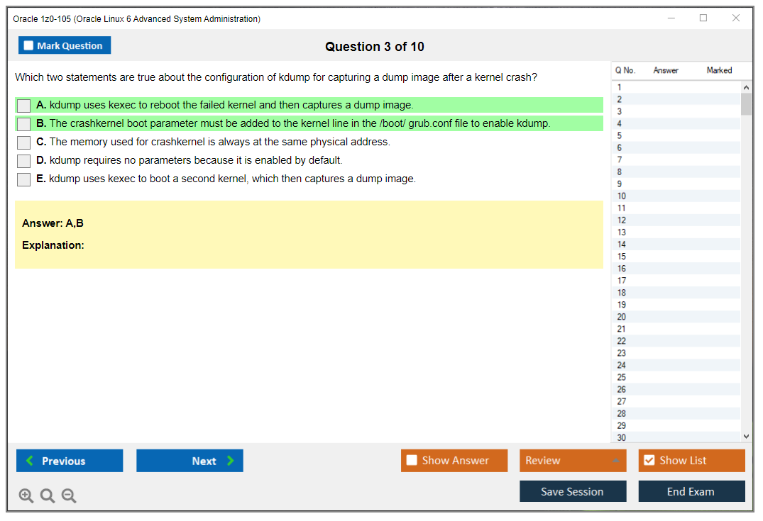 Oracle 1z0-105 (Oracle Linux 6 Advanced System Administration) Exam Simulator Test Engine Practice Exam 3