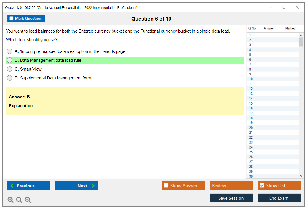 Oracle 1z0-1087-22 (Oracle Account Reconciliation 2022 Implementation Professional) Prüfungs-Simulator Test Engine Prüfungs-Dumps 6