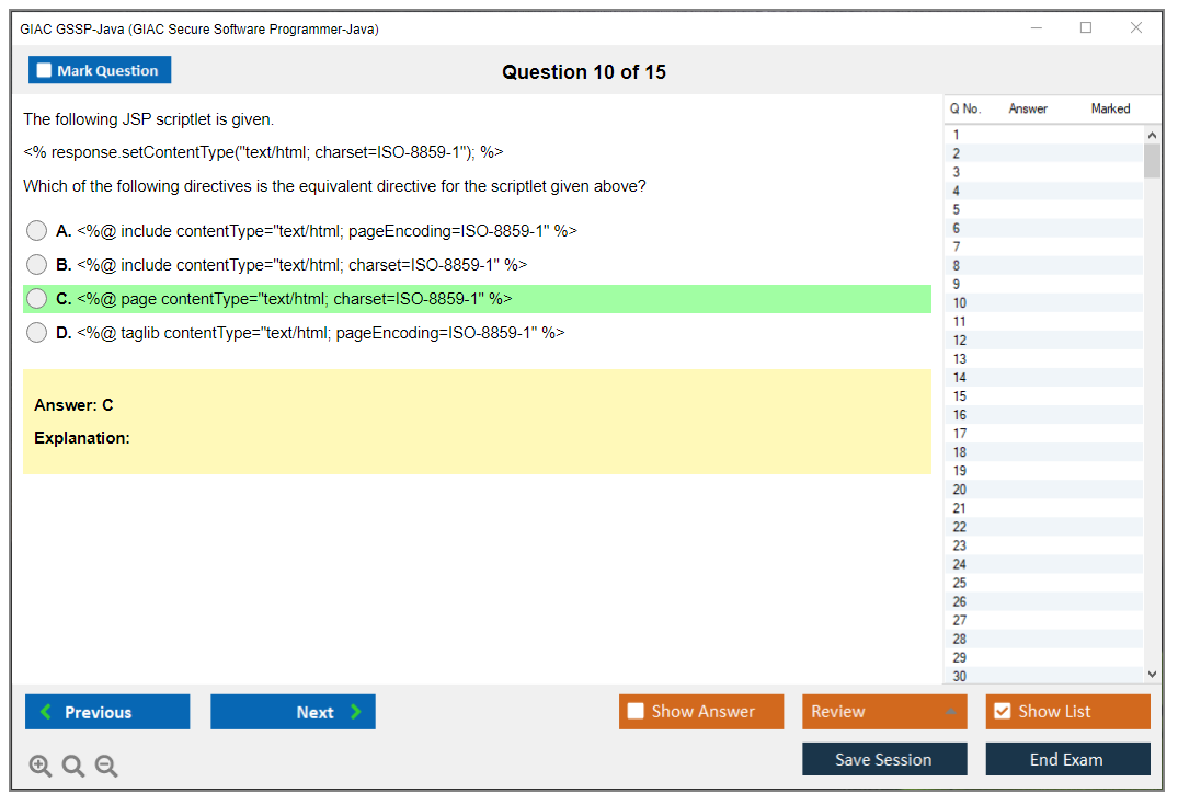 GIAC GSSP-Java (GIAC Secure Software Programmer – Java) Simulador de exame Motor de teste Dumps de exame 10