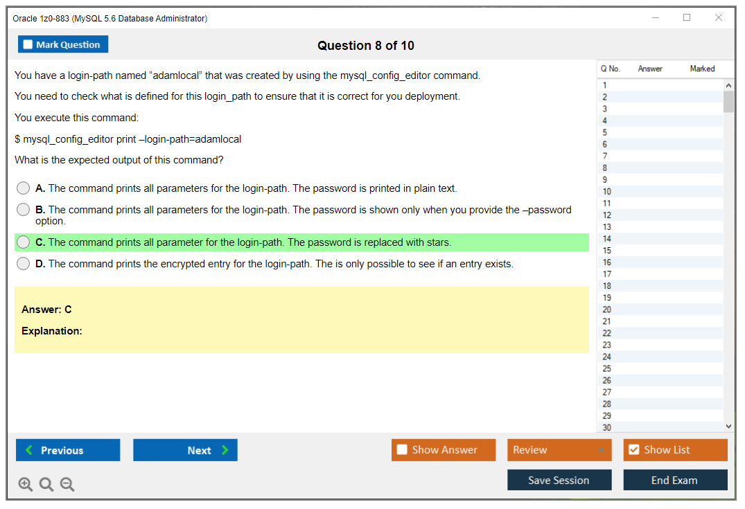 Oracle 1z0-883 (MySQL 5.6 Database Administrator) Prüfungs-Simulator Test Engine Prüfungs-Dumps 8
