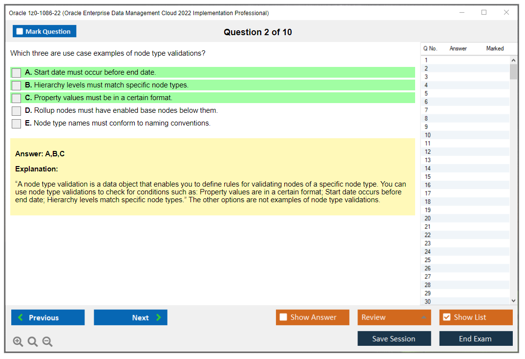 Oracle 1z0-1086-22 (Oracle Enterprise Data Management Cloud 2022 Implementation Professional) Simulador de exame Motor de teste Dumps de exame 2