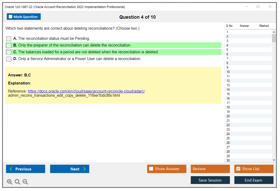 Oracle 1z0-1087-22 (Oracle Account Reconciliation 2022 Implementation Professional) Prüfungs-Simulator Test Engine Prüfungs-Dumps 4