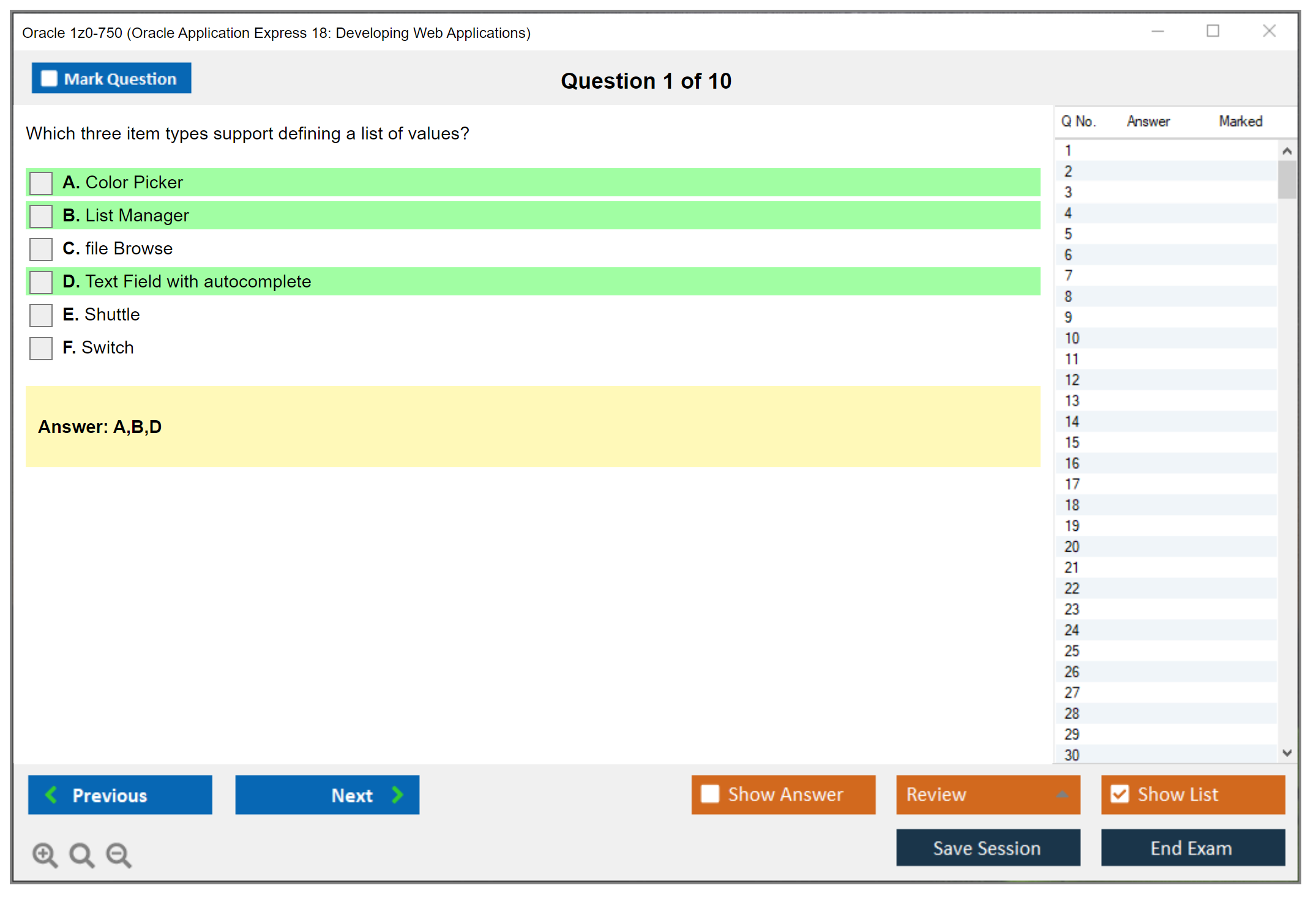 Oracle 1z0-750 (Oracle Application Express 18: Developing Web Applications) Simulatore di esame Motore di test Dump degli esami 1
