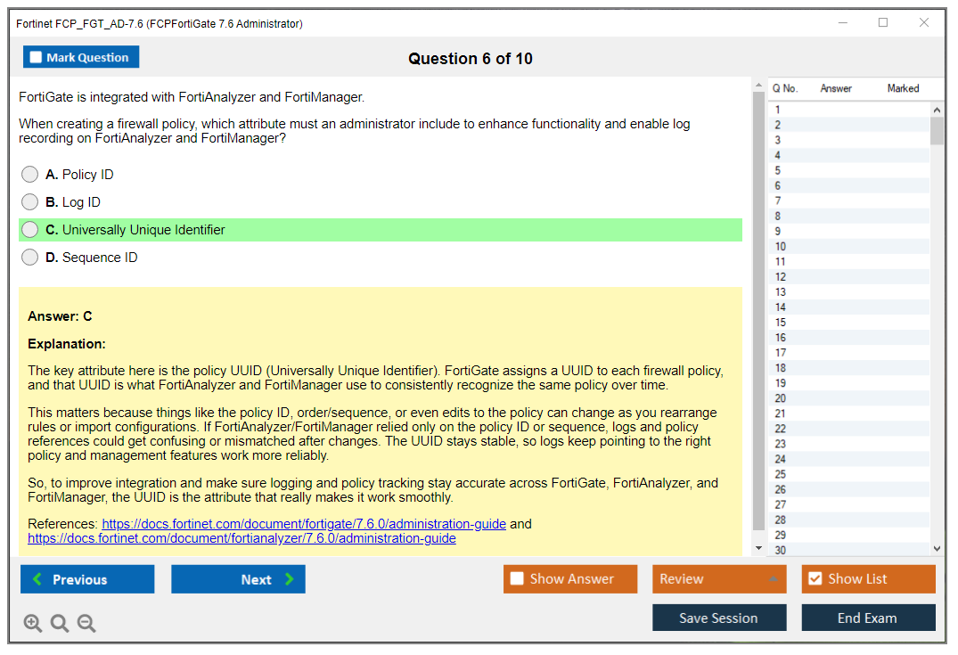 Fortinet FCP_FGT_AD-7.6 (FCPFortiGate 7.6 Administrator) Exam Simulator Test Engine Practice Exam 6