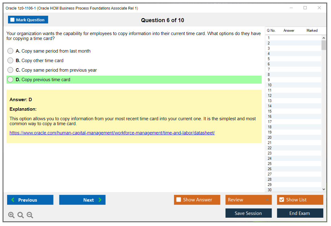Oracle 1z0-1106-1 (Oracle HCM Business Process Foundations Associate Rel 1) Prüfungs-Simulator Test Engine Prüfungs-Dumps 6