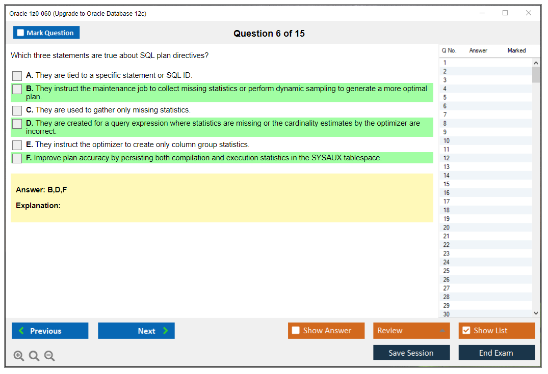 Oracle 1z0-060 (Upgrade to Oracle Database 12c) Симулятор экзамена Тестовый движок Экзаменационные дампы 6