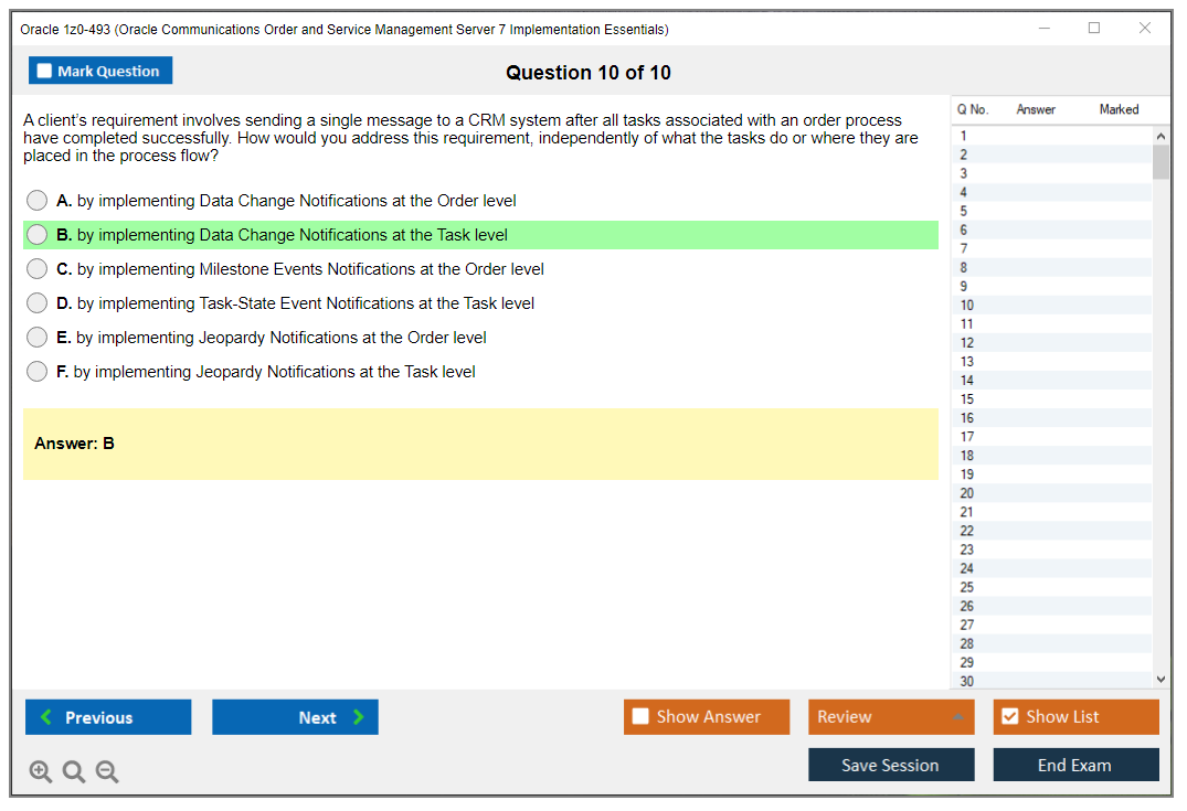 Oracle 1z0-493 (Oracle Communications Order and Service Management Server 7 Implementation Essentials) Prüfungs-Simulator Test Engine Prüfungs-Dumps 10