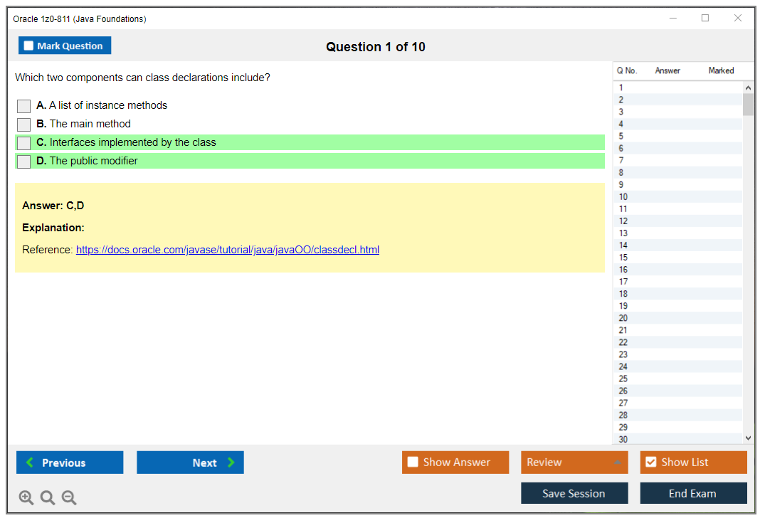 Oracle 1z0-811 (Java Foundations) Simulateur d'examen Moteur de test Dumps d'examen 1