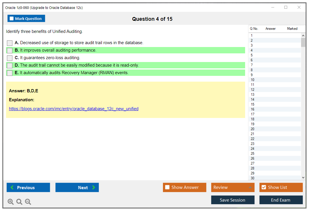 Oracle 1z0-060 (Upgrade to Oracle Database 12c) Симулятор экзамена Тестовый движок Экзаменационные дампы 4