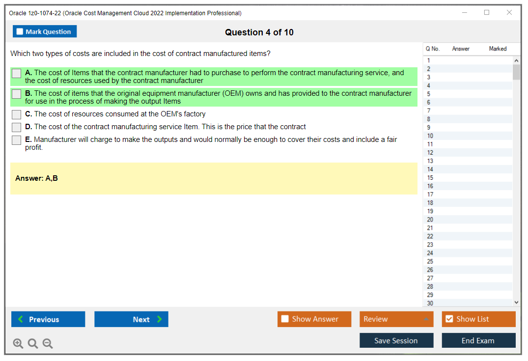 Oracle 1z0-1074-22 (Oracle Cost Management Cloud 2022 Implementation Professional) Prüfungs-Simulator Test Engine Prüfungs-Dumps 4