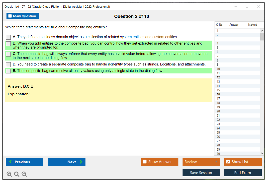 Oracle 1z0-1071-22 (Oracle Cloud Platform Digital Assistant 2022 Professional) Prüfungs-Simulator Test Engine Prüfungs-Dumps 2