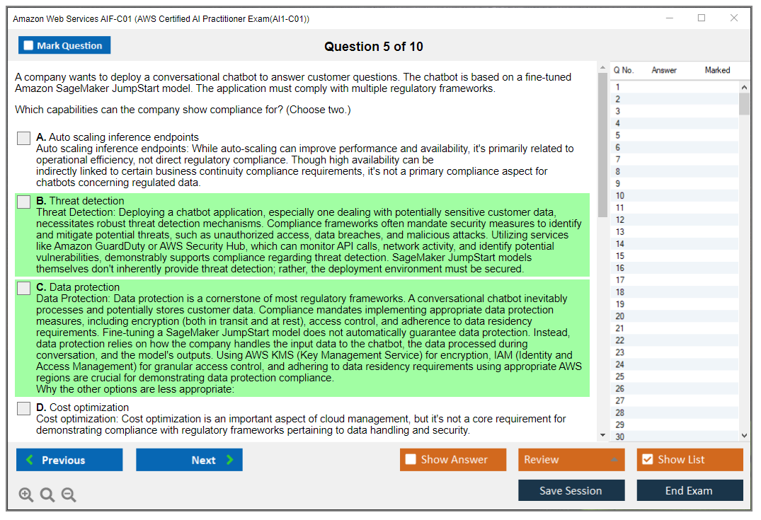Amazon Web Services AIF-C01 (AWS Certified AI Practitioner Exam(AI1-C01)) Симулятор экзамена Тестовый движок Экзаменационные дампы 5