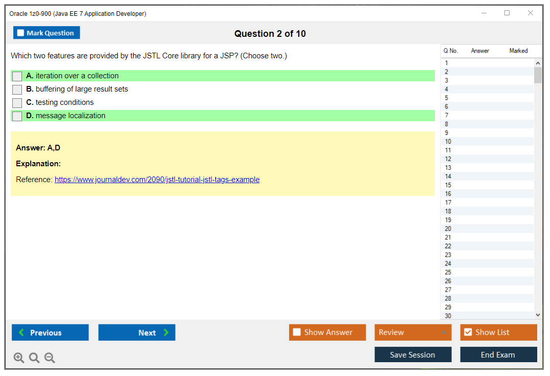 Oracle 1z0-900 (Java EE 7 Application Developer) Simulador de examen Motor de pruebas Dumps de examen 2