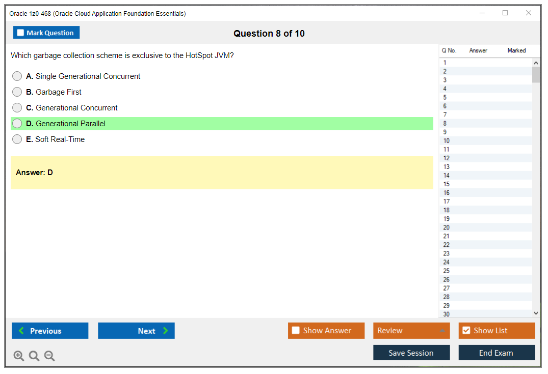 Oracle 1z0-468 (Oracle Cloud Application Foundation Essentials) Exam Simulator Test Engine Practice Exam 8