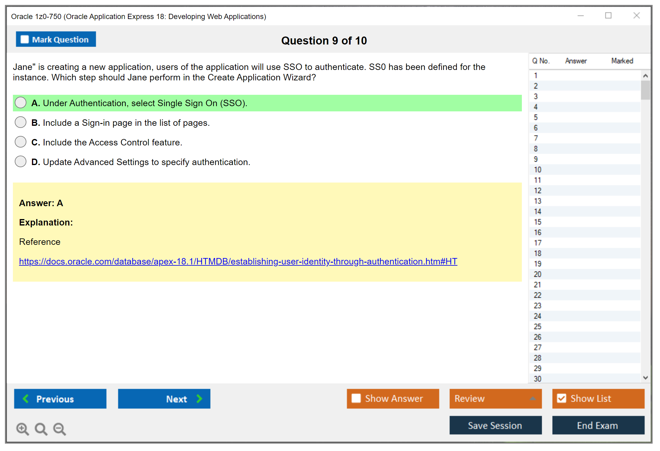 Oracle 1z0-750 (Oracle Application Express 18: Developing Web Applications) Simulatore di esame Motore di test Dump degli esami 9