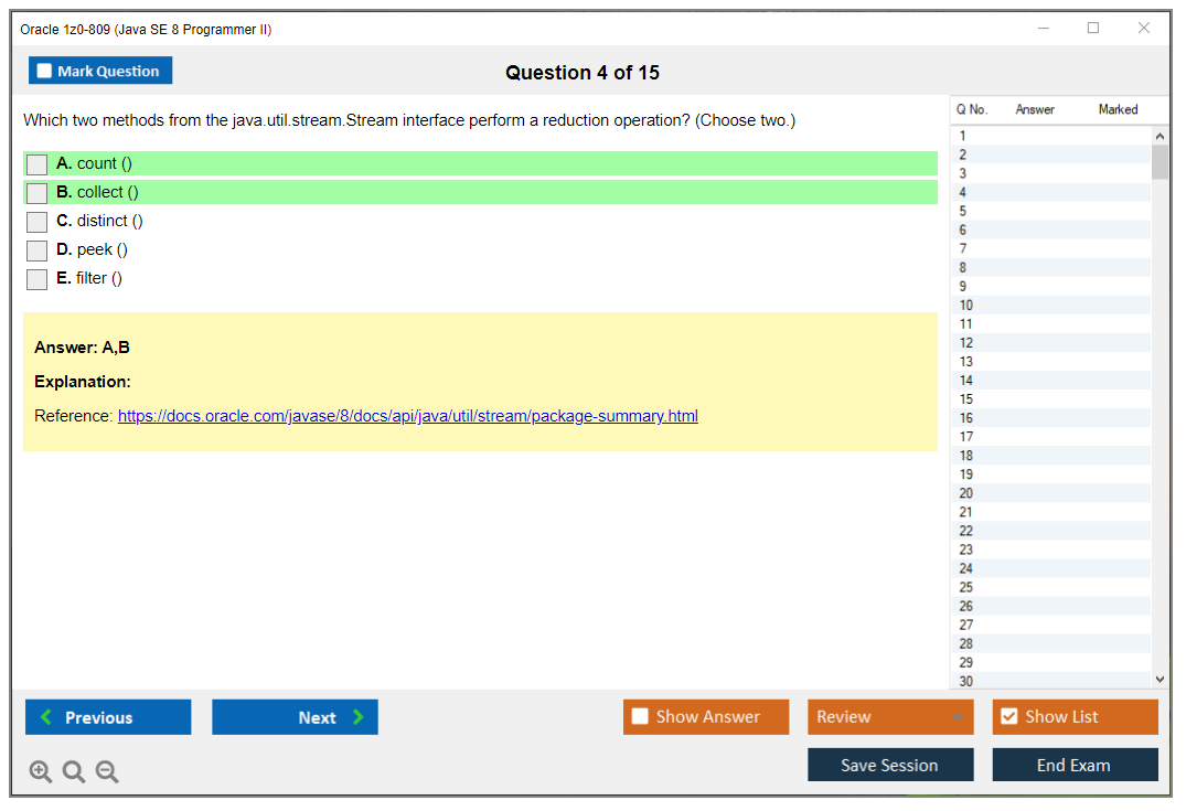 Oracle 1z0-809 (Java SE 8 Programmer II) Simulateur d'examen Moteur de test Dumps d'examen 4