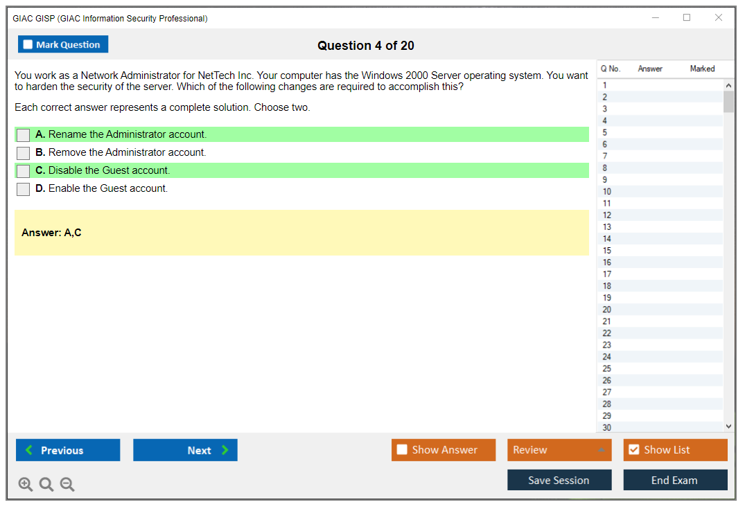 GIAC GISP (GIAC Information Security Professional) Exam Simulator Test Engine Practice Exam 4