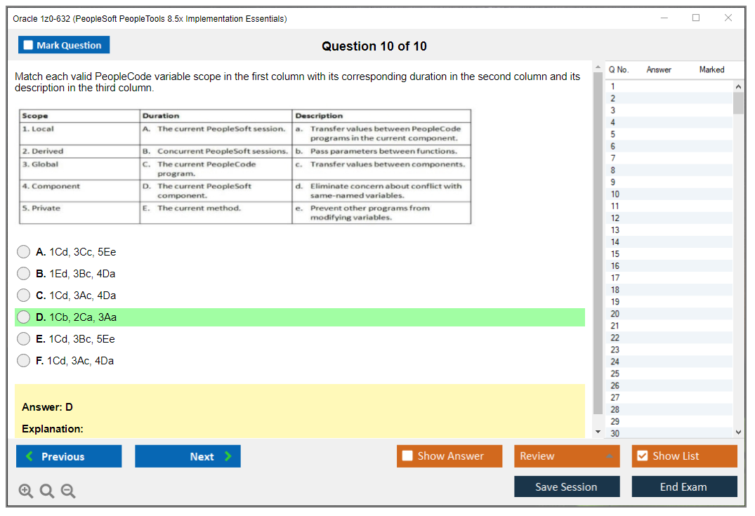Oracle 1z0-632 (PeopleSoft PeopleTools 8.5x Implementation Essentials) Prüfungs-Simulator Test Engine Prüfungs-Dumps 10