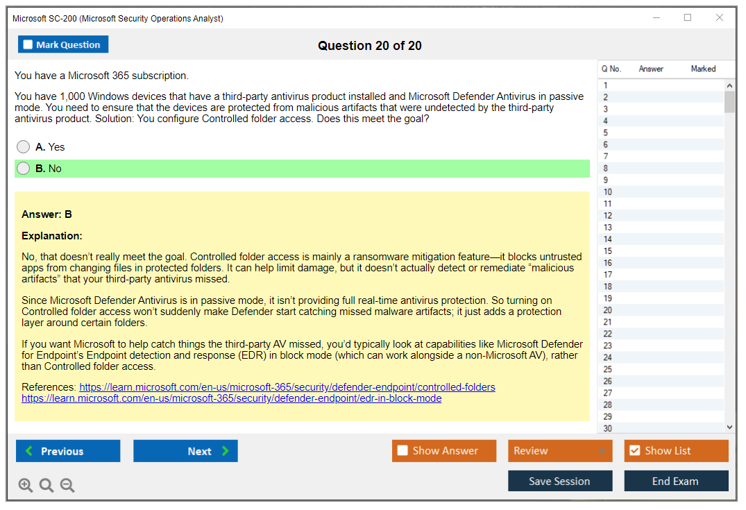 Microsoft SC-200 (Microsoft Security Operations Analyst) Prüfungs-Simulator Test Engine Prüfungs-Dumps 20