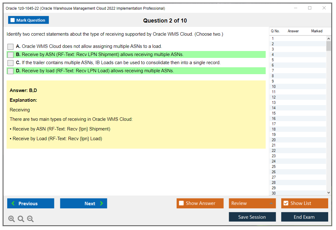 Oracle 1z0-1045-22 (Oracle Warehouse Management Cloud 2022 Implementation Professional) Prüfungs-Simulator Test Engine Prüfungs-Dumps 2