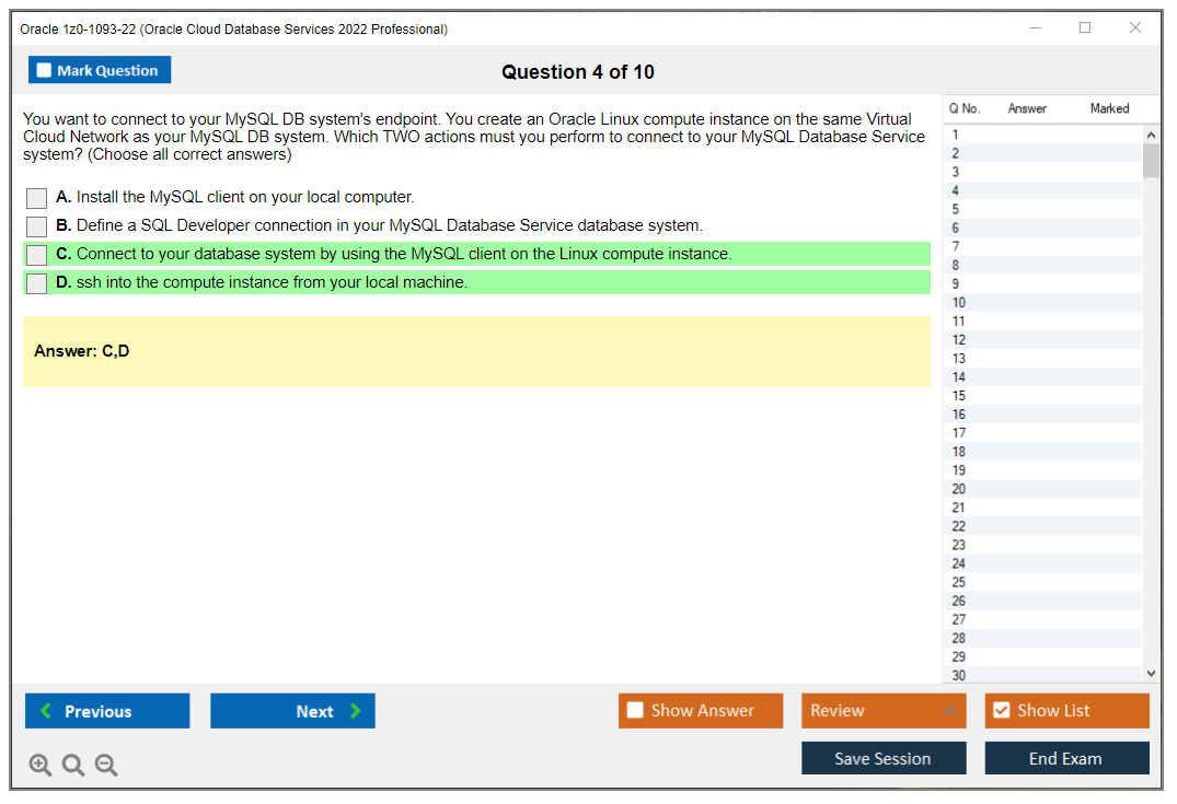 Oracle 1z0-1093-22 (Oracle Cloud Database Services 2022 Professional) Prüfungs-Simulator Test Engine Prüfungs-Dumps 4