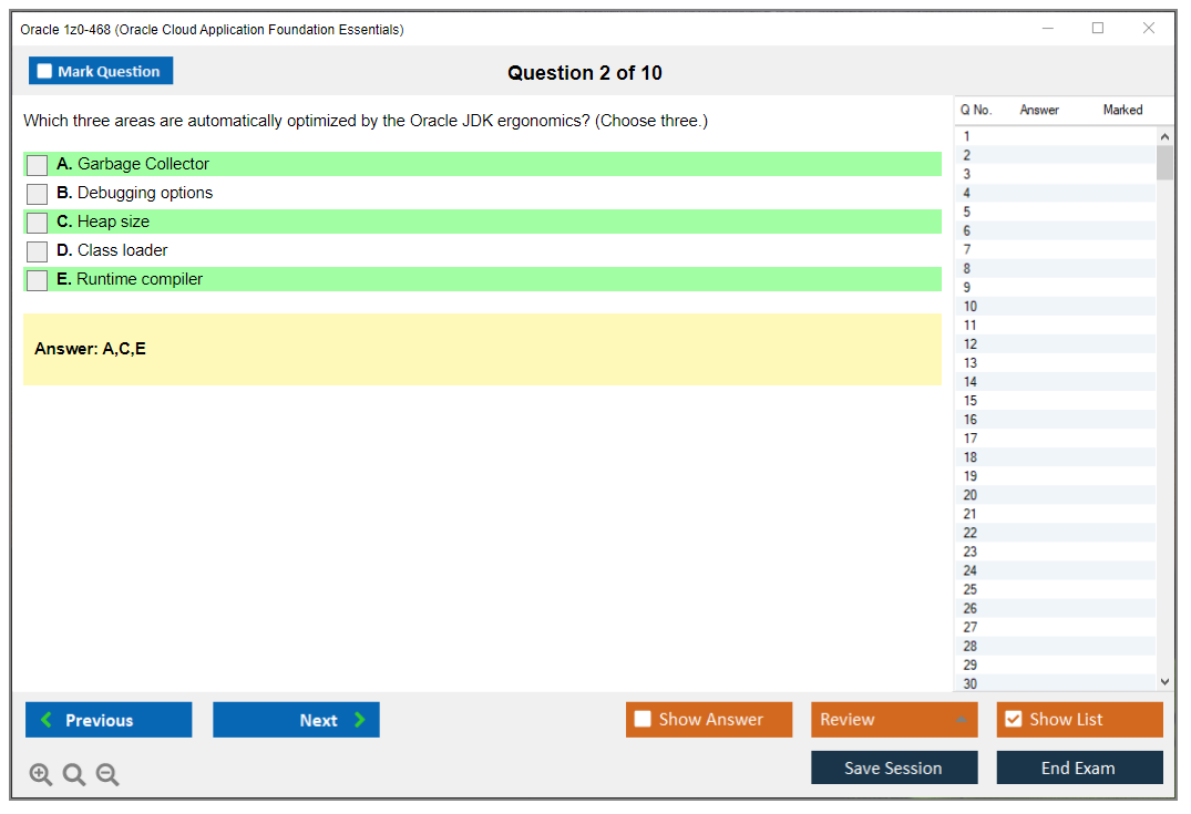Oracle 1z0-468 (Oracle Cloud Application Foundation Essentials) Exam Simulator Test Engine Practice Exam 2