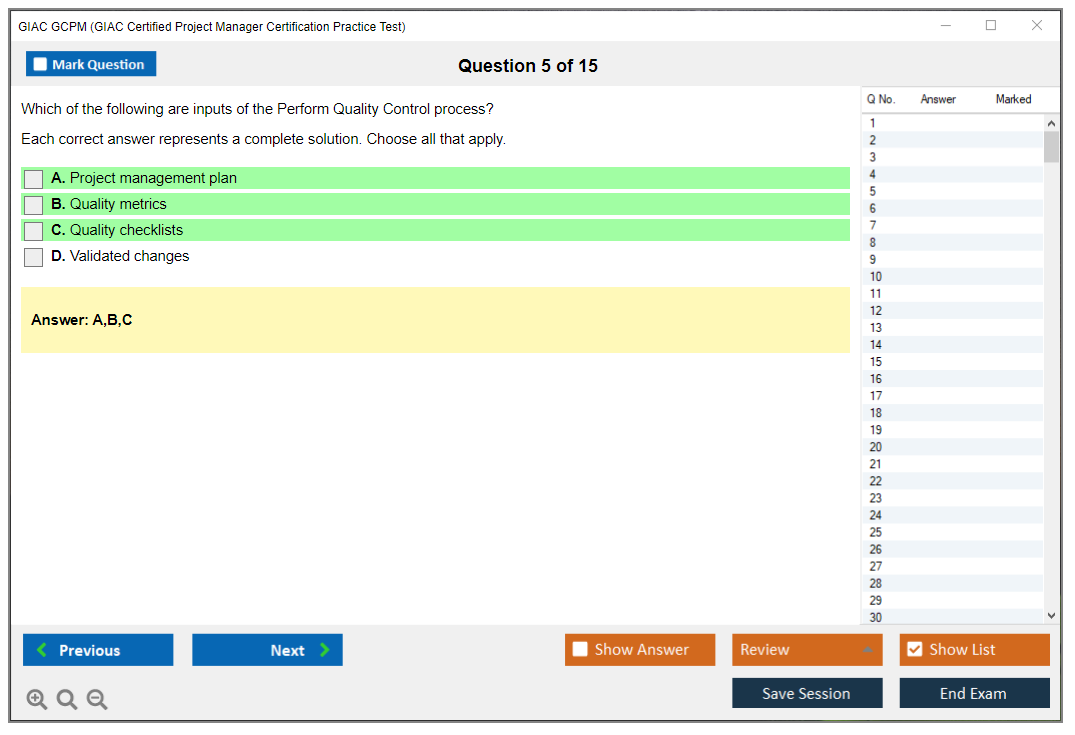 GIAC GCPM (GIAC Certified Project Manager Certification Practice Test) Simulador de exame Motor de teste Dumps de exame 5