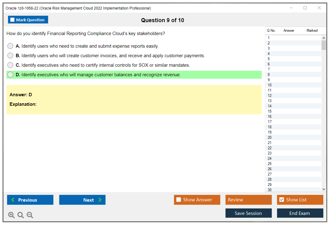 Oracle 1z0-1058-22 (Oracle Risk Management Cloud 2022 Implementation Professional) Prüfungs-Simulator Test Engine Prüfungs-Dumps 9