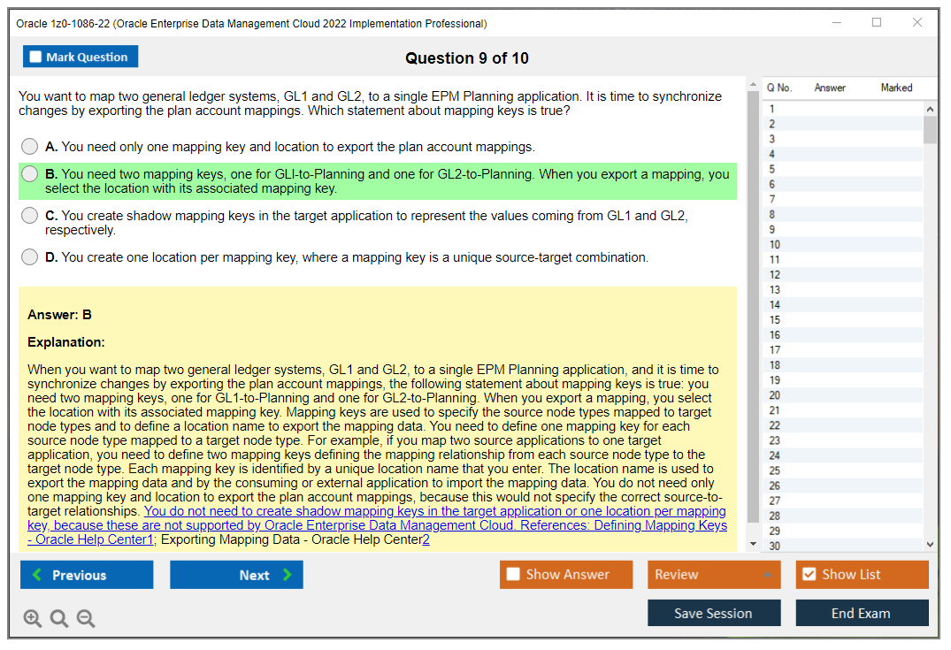 Oracle 1z0-1086-22 (Oracle Enterprise Data Management Cloud 2022 Implementation Professional) Simulador de exame Motor de teste Dumps de exame 9
