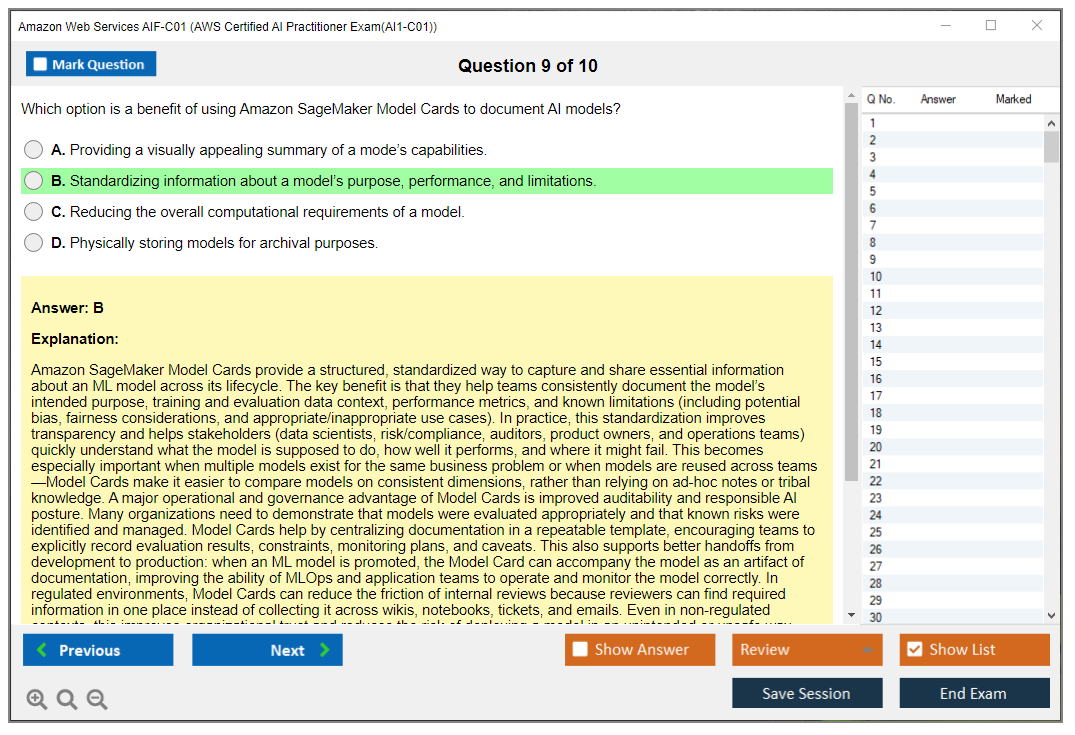 Amazon Web Services AIF-C01 (AWS Certified AI Practitioner Exam(AI1-C01)) Симулятор экзамена Тестовый движок Экзаменационные дампы 9