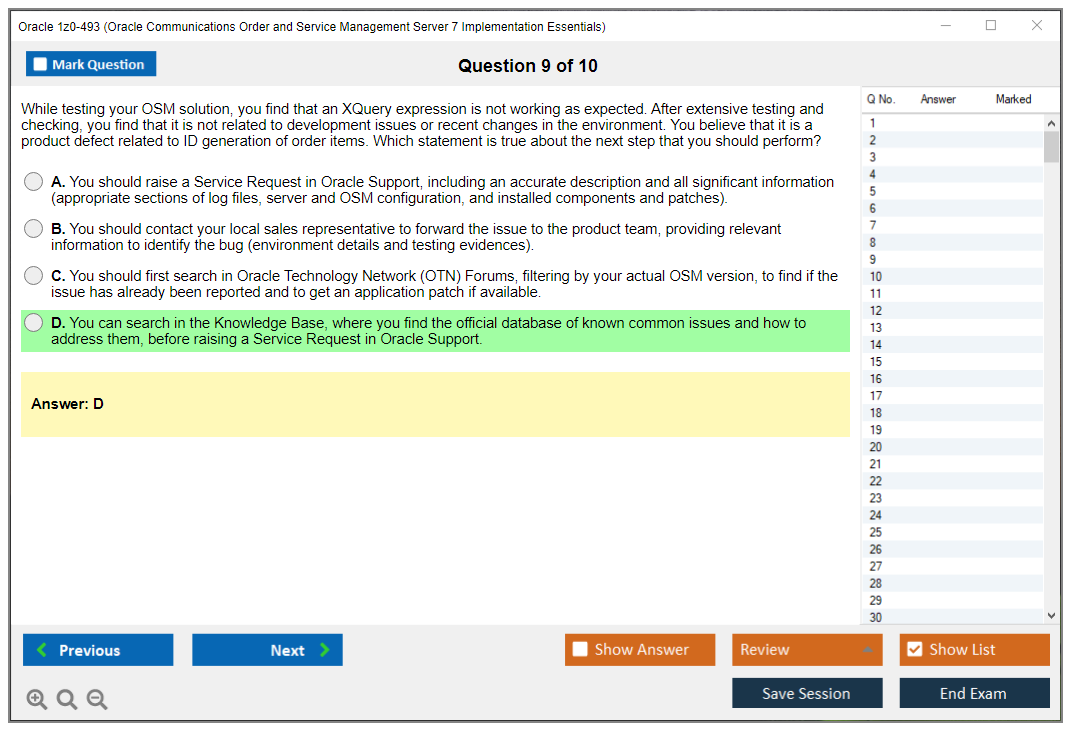 Oracle 1z0-493 (Oracle Communications Order and Service Management Server 7 Implementation Essentials) Prüfungs-Simulator Test Engine Prüfungs-Dumps 9