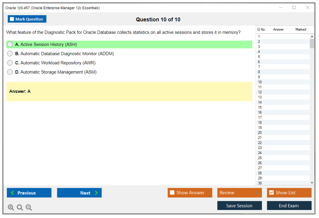 Oracle 1z0-457 (Oracle Enterprise Manager 12c Essentials) Simulatore di esame Motore di test Dump degli esami 10