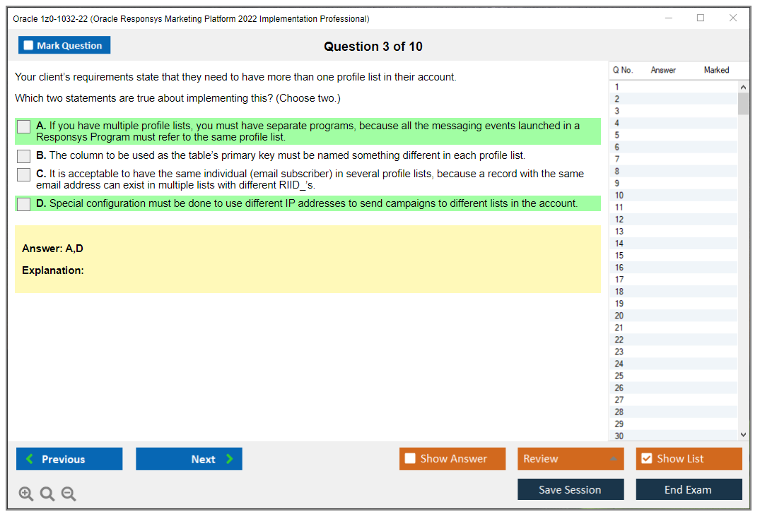 Oracle 1z0-1032-22 (Oracle Responsys Marketing Platform 2022 Implementation Professional) Prüfungs-Simulator Test Engine Prüfungs-Dumps 3