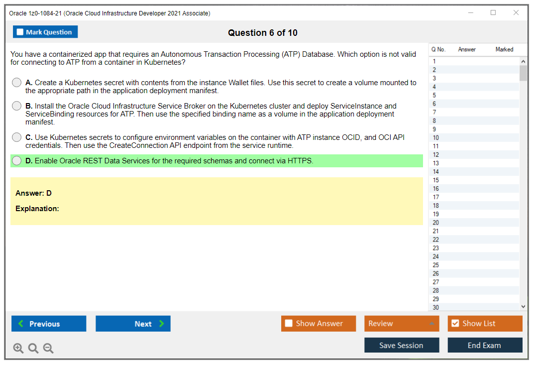 Oracle 1z0-1084-21 (Oracle Cloud Infrastructure Developer 2021 Associate) Prüfungs-Simulator Test Engine Prüfungs-Dumps 6