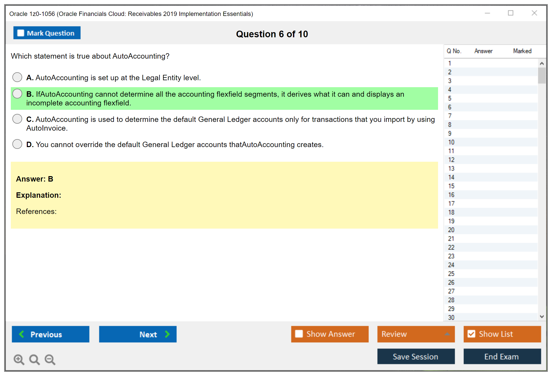 Oracle 1z0-1056 (Oracle Financials Cloud: Receivables 2019 Implementation Essentials) Prüfungs-Simulator Test Engine Prüfungs-Dumps 6