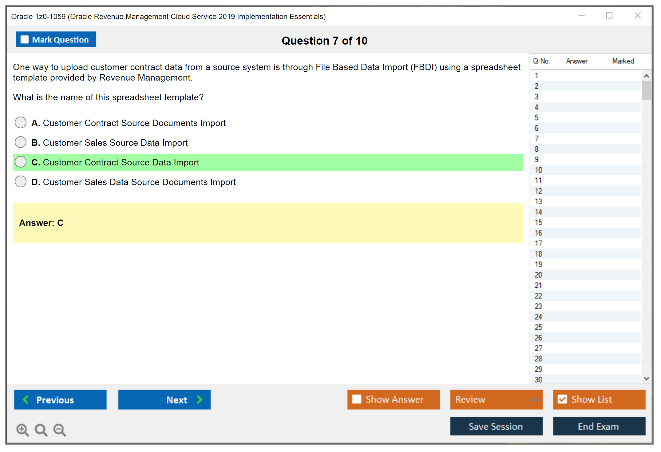 Oracle 1z0-1059 (Oracle Revenue Management Cloud Service 2019 Implementation Essentials) Prüfungs-Simulator Test Engine Prüfungs-Dumps 7