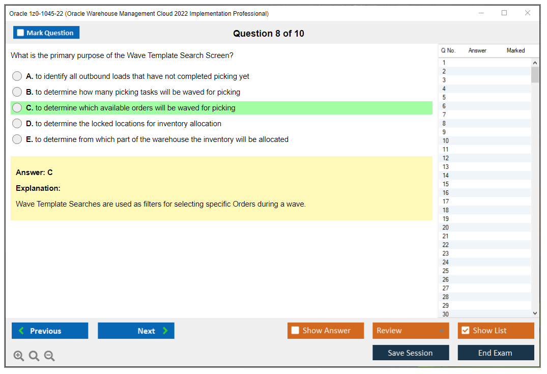 Oracle 1z0-1045-22 (Oracle Warehouse Management Cloud 2022 Implementation Professional) Prüfungs-Simulator Test Engine Prüfungs-Dumps 8
