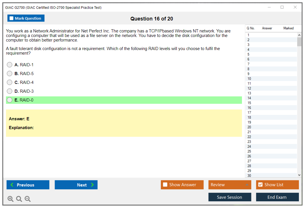 GIAC G2700 (GIAC Certified ISO-2700 Specialist Practice Test) Exam Simulator Test Engine Practice Exam 16