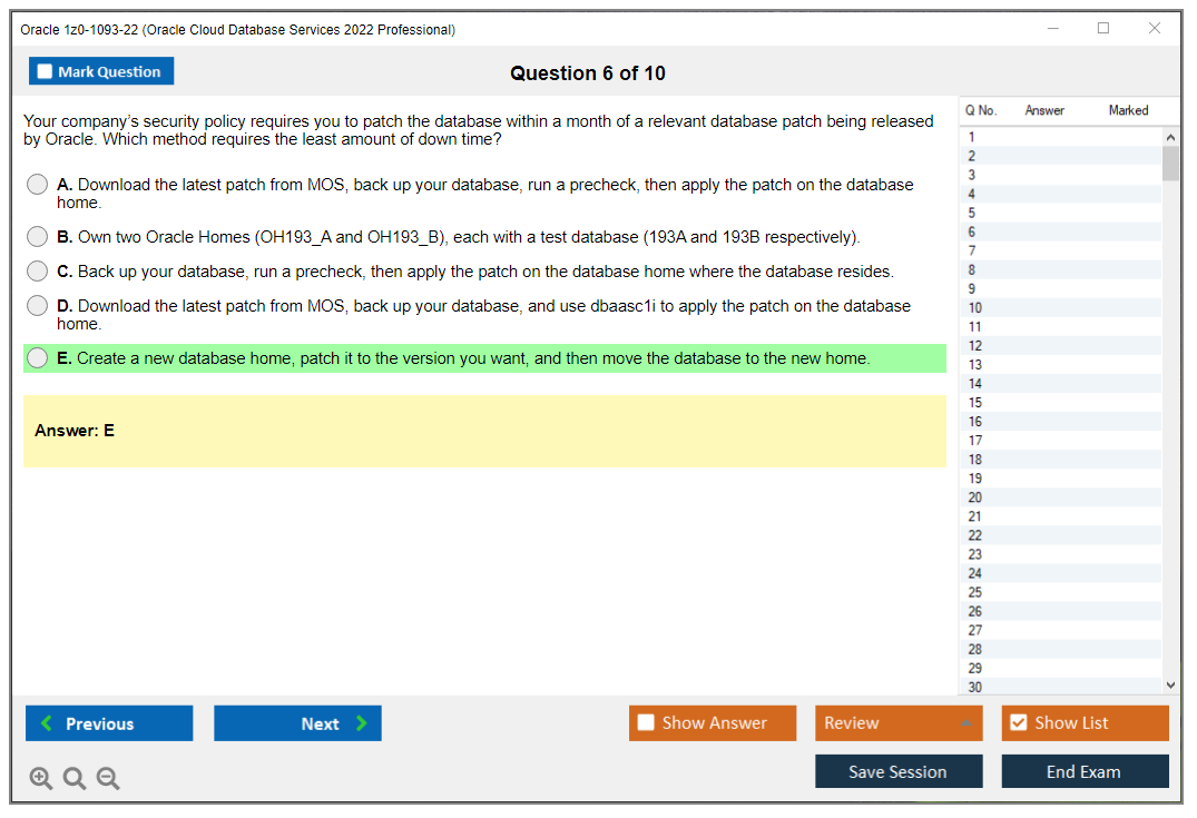 Oracle 1z0-1093-22 (Oracle Cloud Database Services 2022 Professional) Prüfungs-Simulator Test Engine Prüfungs-Dumps 6