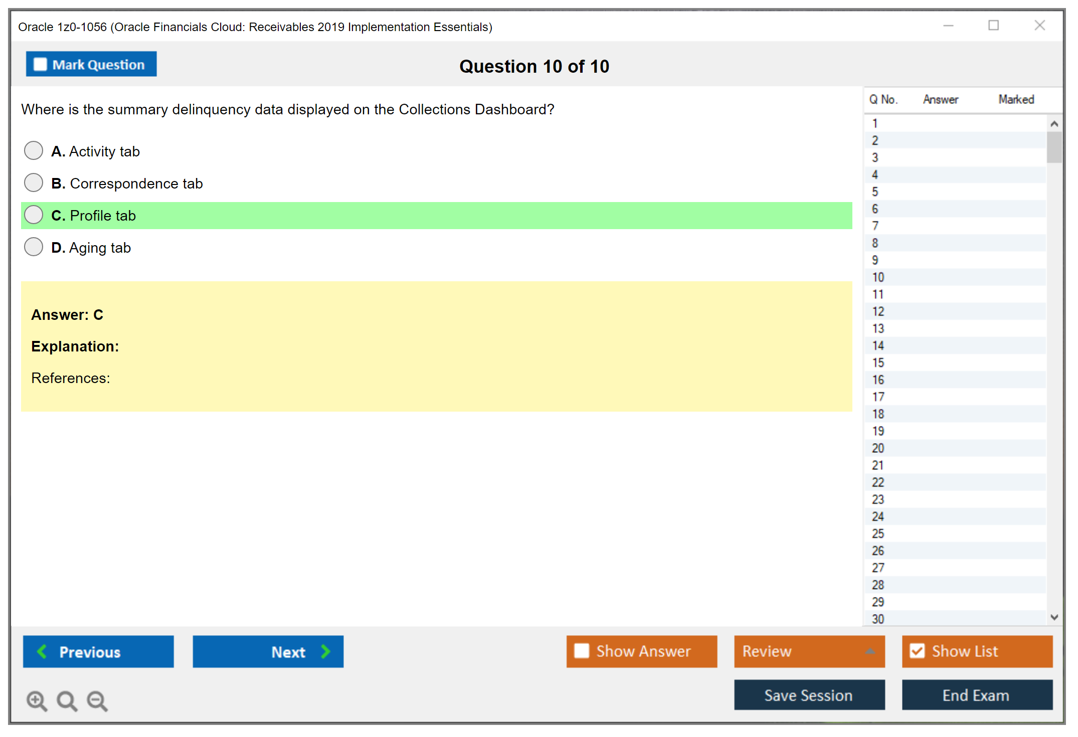 Oracle 1z0-1056 (Oracle Financials Cloud: Receivables 2019 Implementation Essentials) Prüfungs-Simulator Test Engine Prüfungs-Dumps 10