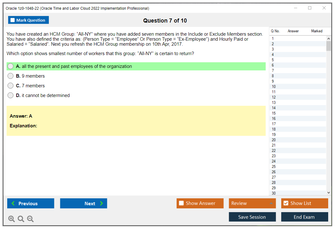 Oracle 1z0-1048-22 (Oracle Time and Labor Cloud 2022 Implementation Professional) Prüfungs-Simulator Test Engine Prüfungs-Dumps 7