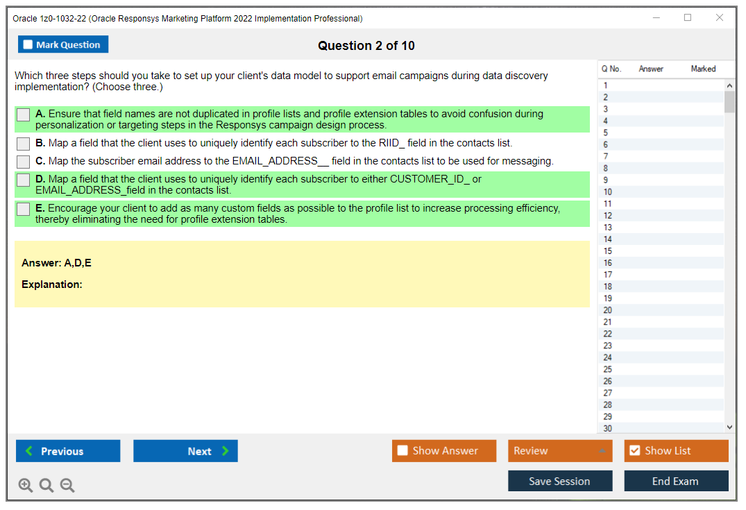 Oracle 1z0-1032-22 (Oracle Responsys Marketing Platform 2022 Implementation Professional) Prüfungs-Simulator Test Engine Prüfungs-Dumps 2