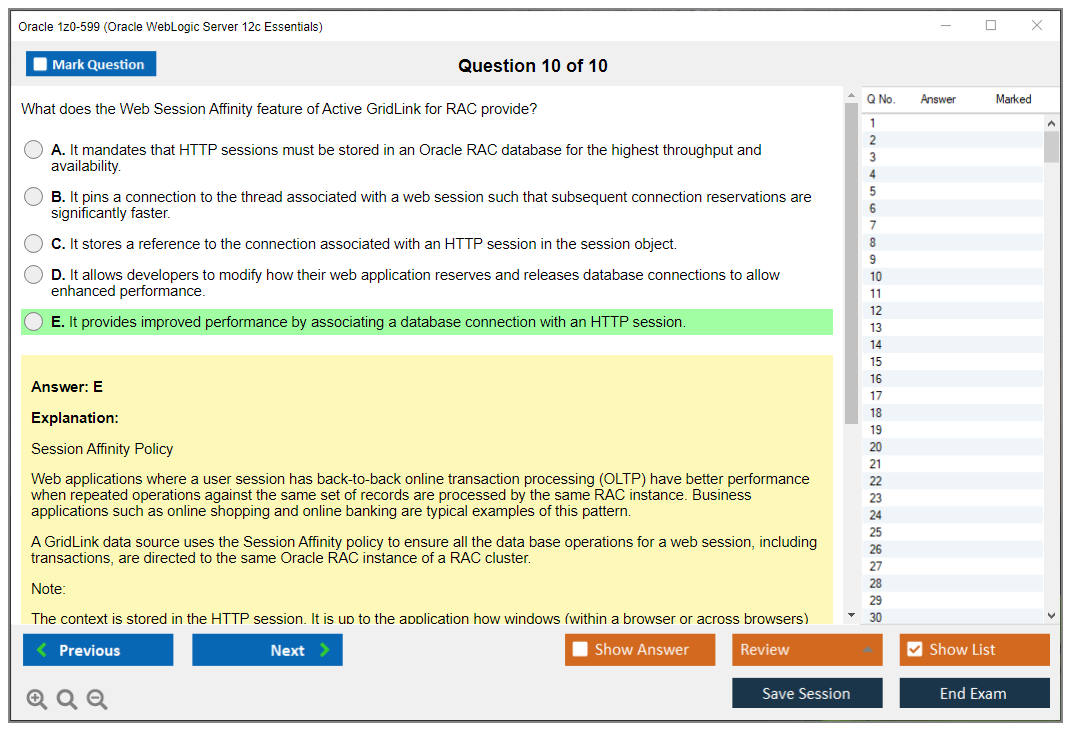 Oracle 1z0-599 (Oracle WebLogic Server 12c Essentials) Prüfungs-Simulator Test Engine Prüfungs-Dumps 10