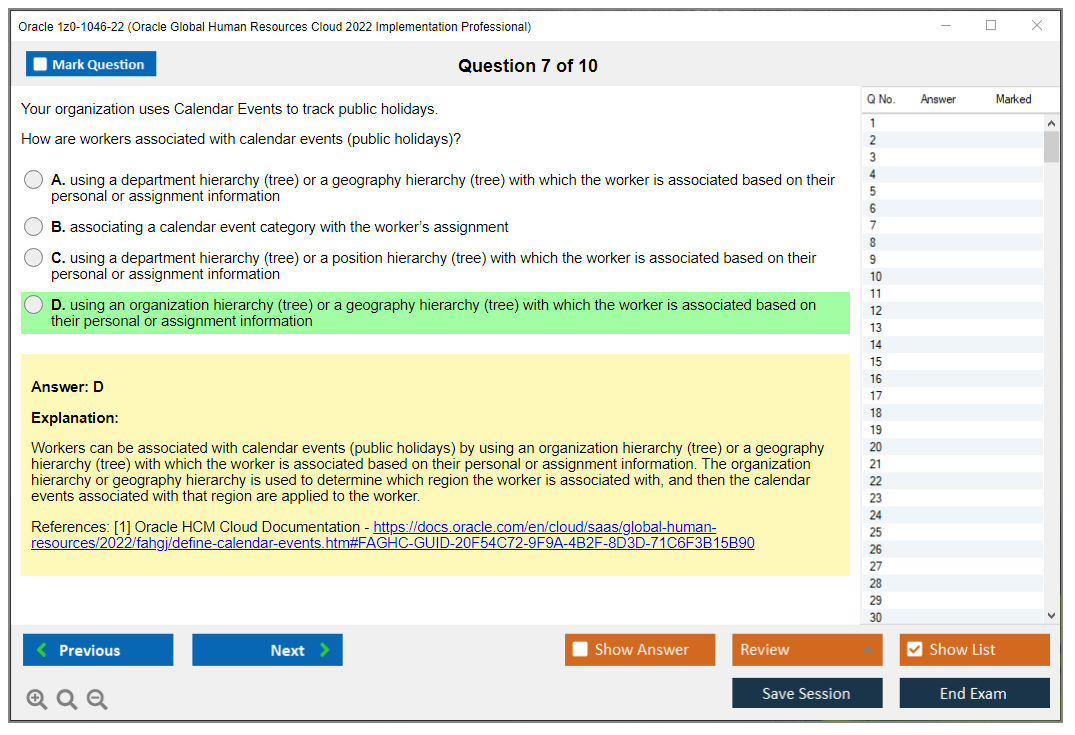 Oracle 1z0-1046-22 (Oracle Global Human Resources Cloud 2022 Implementation Professional) Prüfungs-Simulator Test Engine Prüfungs-Dumps 7